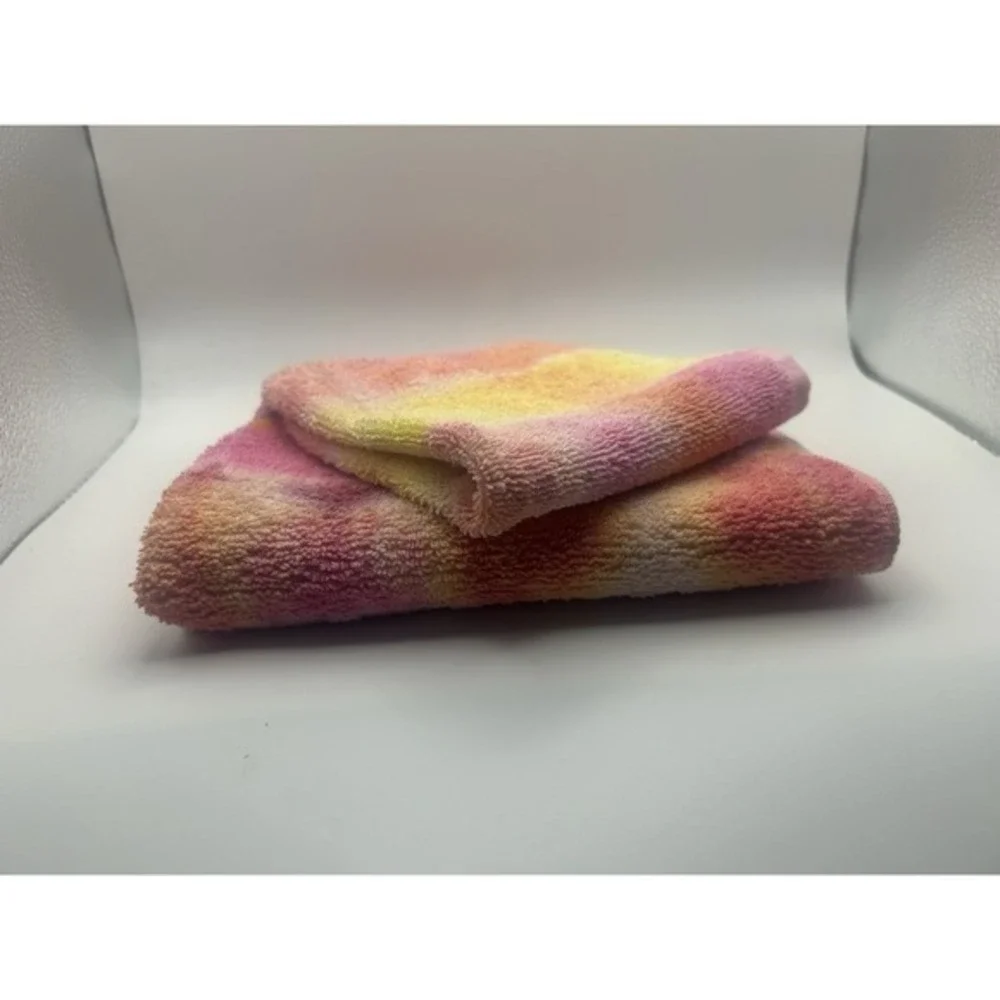 2-PC Hand Tie Dye Upcycled‎ Hand Towel & Wash Cloth
